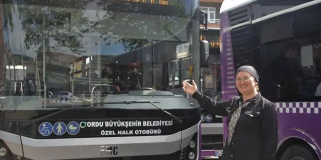 Ordu'da Ayşegül kaptan 70 kişilik otobüsün şoförlüğünü yapıyor!