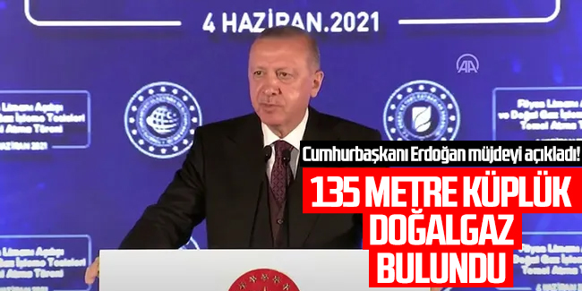 Cumhurbaşkanı Erdoğan beklenen müjdeyi açıkladı; 135 milyar metreküplük doğalgaz bulundu