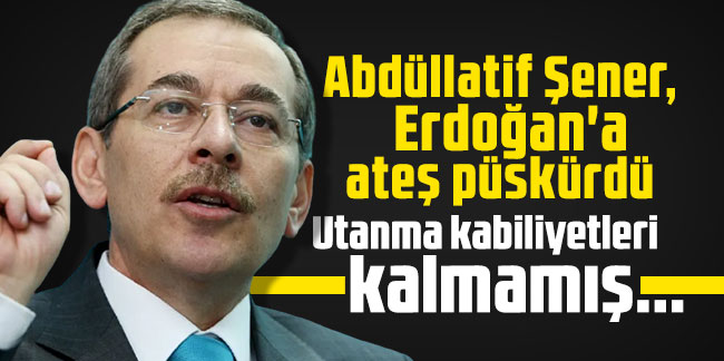 Abdüllatif Şener, Erdoğan'a ateş püskürdü: Utanma kabiliyetleri kalmamış...