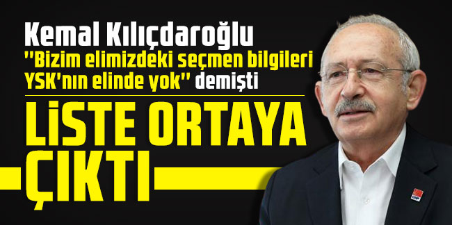 Kemal Kılıçdaroğlu ''Bizim elimizdeki seçmen bilgileri  YSK'nın elinde yok'' demişti: Liste ortaya çıktı