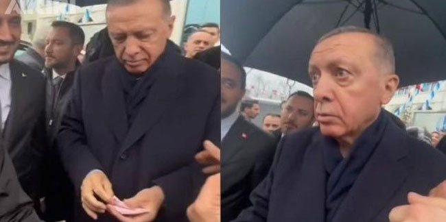 Erdoğan, Bağcılar’da elinde tomarla para dağıttı: Dur, ayıp ayıp