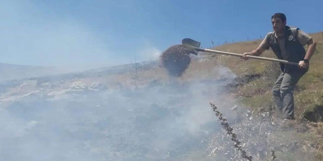 Bayburt'ta çıkan mera yangınında 60 hektar alan kül olduba