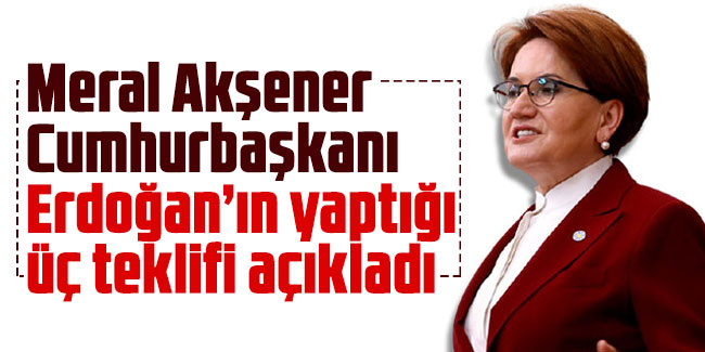 Meral Akşener, Cumhurbaşkanı Erdoğan’ın yaptığı üç teklifi açıkladı