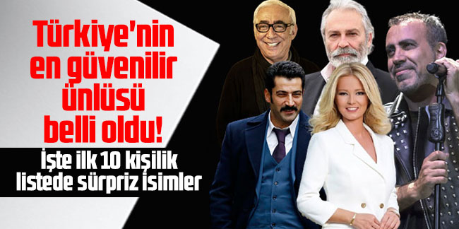 Türkiye'nin en güvenilir ünlüsü belli oldu! İşte ilk 10 kişilik listede sürpriz isimler