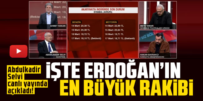Cumhurbaşkanı Erdoğan’ın en büyük rakibini Abdulkadir Selvi canlı yayında açıkladı!