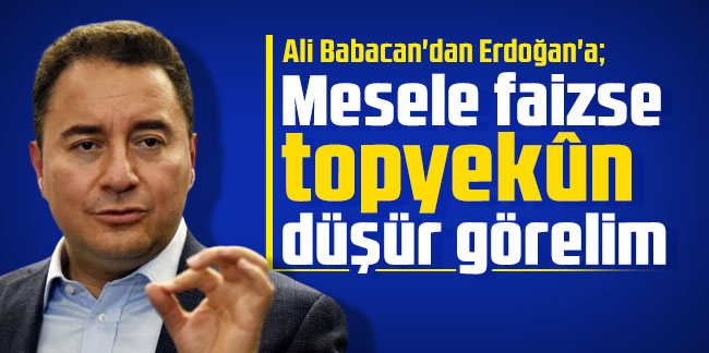 Ali Babacan'dan Erdoğan'a: Mesele faizse topyekûn düşür görelim