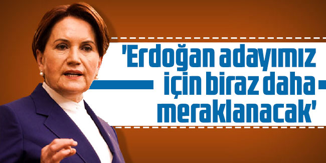 Meral Akşener : 'Erdoğan adayımız için biraz daha meraklanacak'