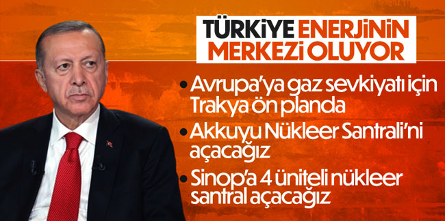 Cumhurbaşkanı Erdoğan: Avrupa'ya gaz sevkiyatı için merkez Trakya