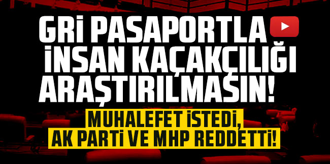 AK Parti ve MHP' ''Gri pasaportla insan kaçakçılığı araştırılmasın'' dedi!
