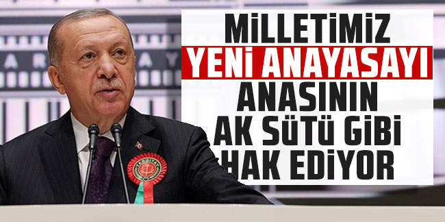 Cumhurbaşkanı Erdoğan: Milletimiz yeni anayasayı anasının ak sütü gibi hak ediyor