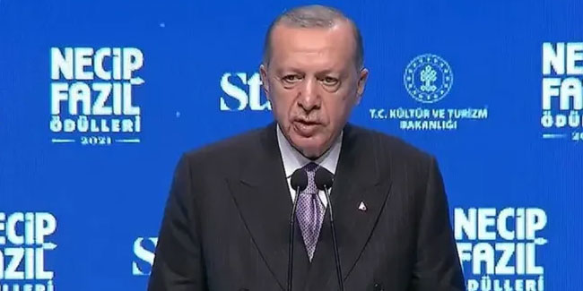 Erdoğan: Bu, fikir ve sanat dünyamızın zorbalarına karşı açılmış bir bayraktır