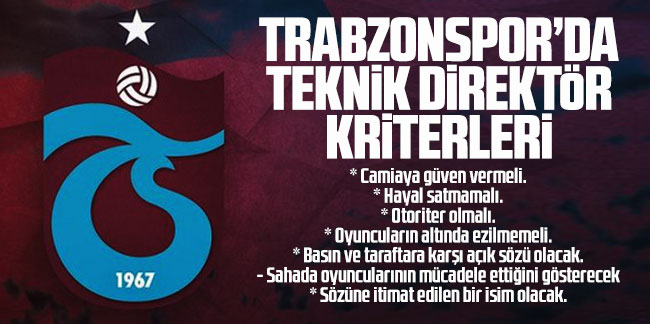 Trabzonspor'da teknik direktör kriterleri