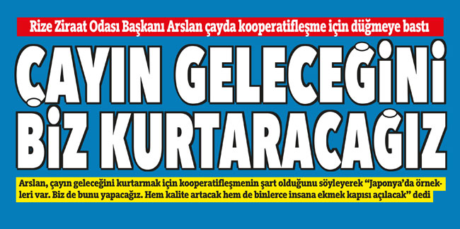 Rize Ziraat Odası Başkanı Arslan’dan çay sektörü ile ilgili flaş açıklama: ''Çayın geleceğini kurtaracağız''