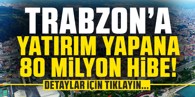 Trabzon’a yatırım yapana 80 milyon hibe!