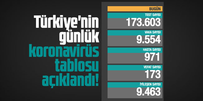 Türkiye'nin günlük koronavirüs tablosu açıklandı!