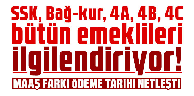 SSK, Bağ-kur, 4A, 4B, 4C Bütün Emeklileri Ilgilendiriyor! Maaş Farkı ...