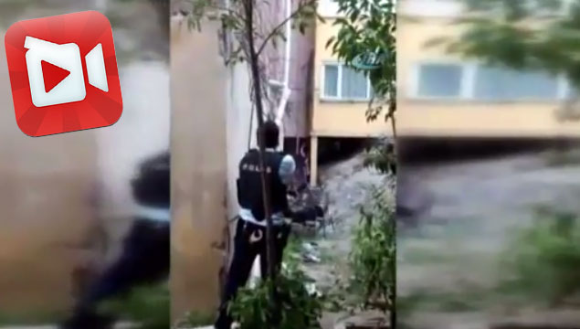 Kadın teröristin vurulma anı kamerada