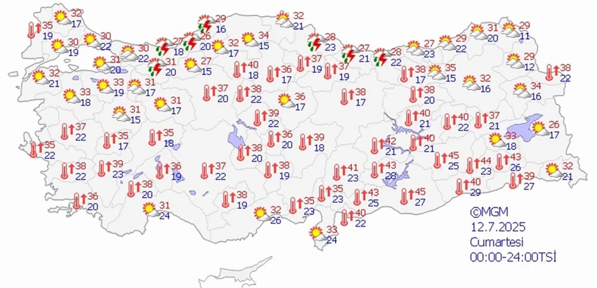 12 TEMMUZ CUMARTESİ HAVA DURUMU