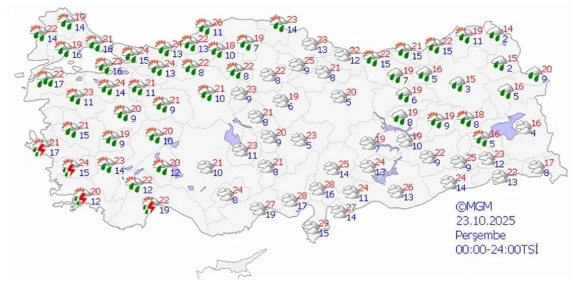 23 EKİM PERŞEMBE HAVA NASIL OLACAK?