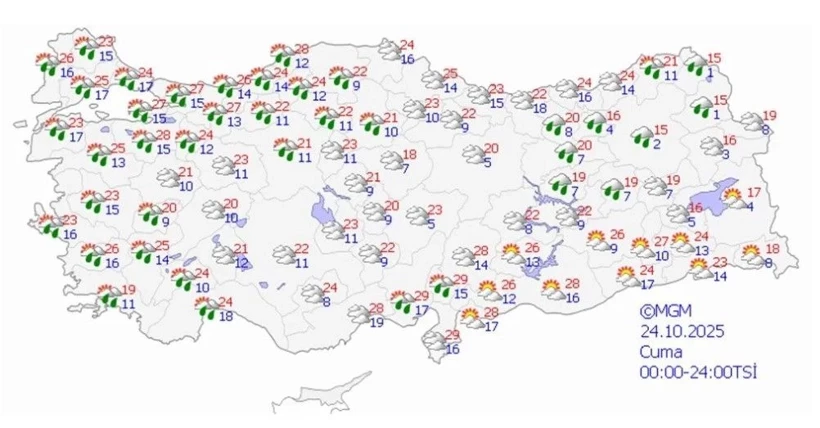 24 EKİM CUMA HAVA NASIL OLACAK?
