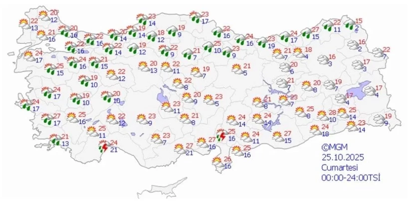25 EKİM CUMARTESİ HAVA NASIL OLACAK?