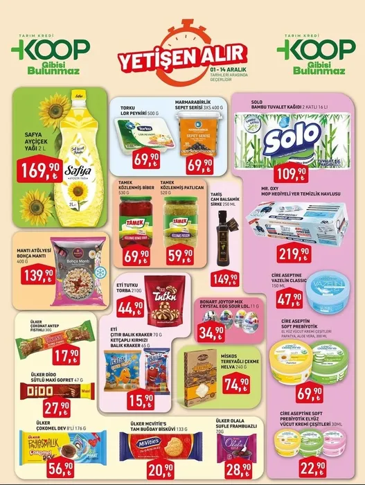 01 – 14 ARALIK ÜRÜNLER VE FİYATLAR