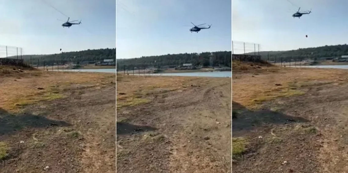 Yangına müdahale eden jandarma pilotundan büyük ustalık