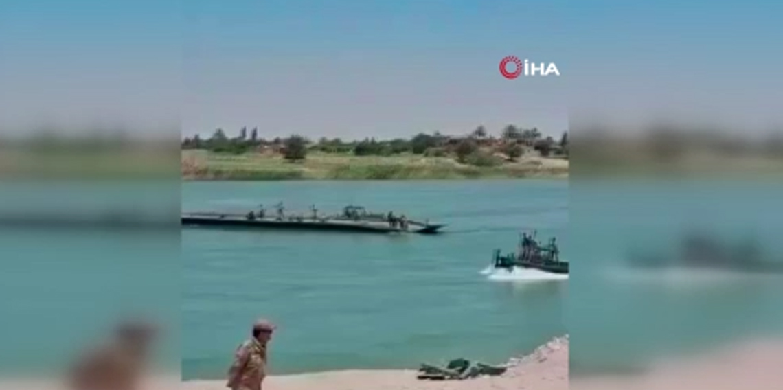 TSK ve Suriye ordusu, Fırat Nehri üzerinde yüzer köprü inşa etti