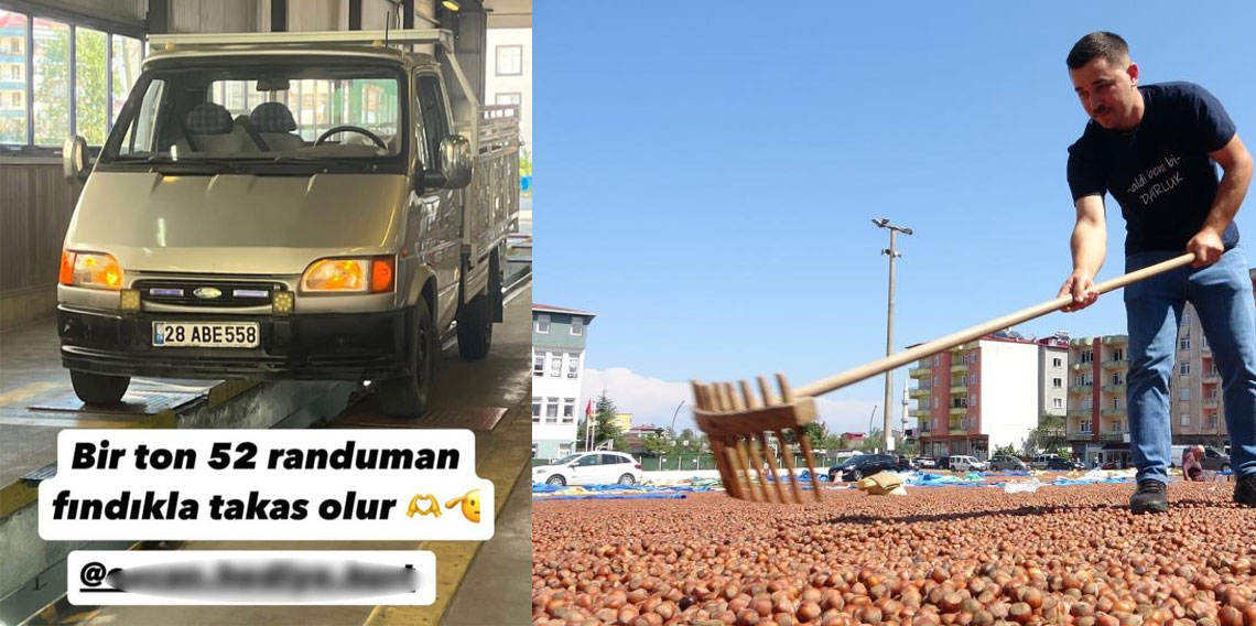 Kamyonetini 1 ton fındık karşılığında sattı