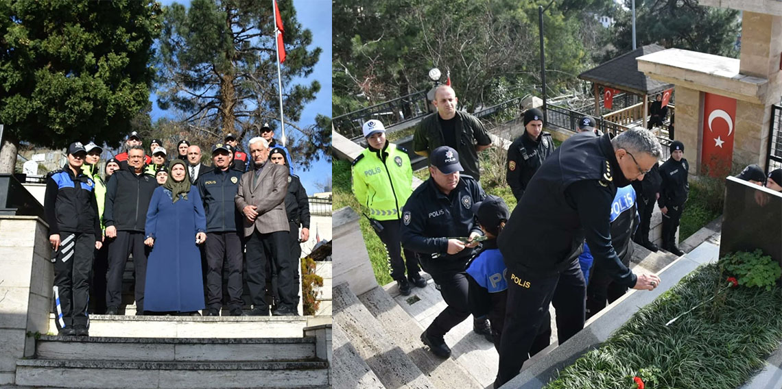 Şehit Polis mezarı başında anıldı 