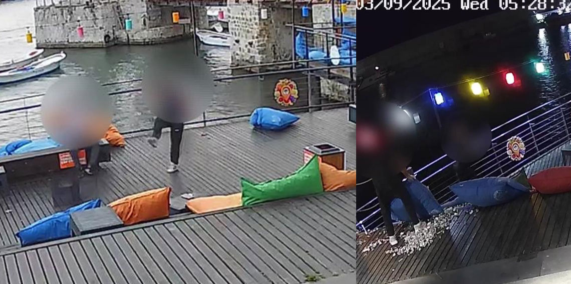 Kafenin eşyalarına zarar verdiler: O anlar güvenlik kamerasında
