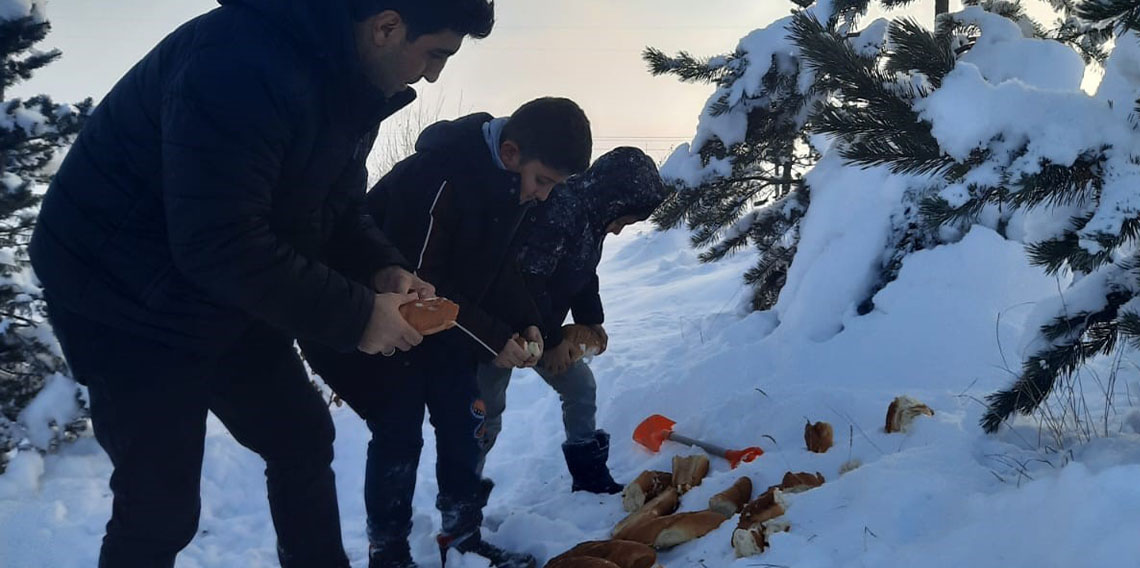 Bayburt'ta öğrenciler hayvanlar için doğaya yiyecek bıraktı