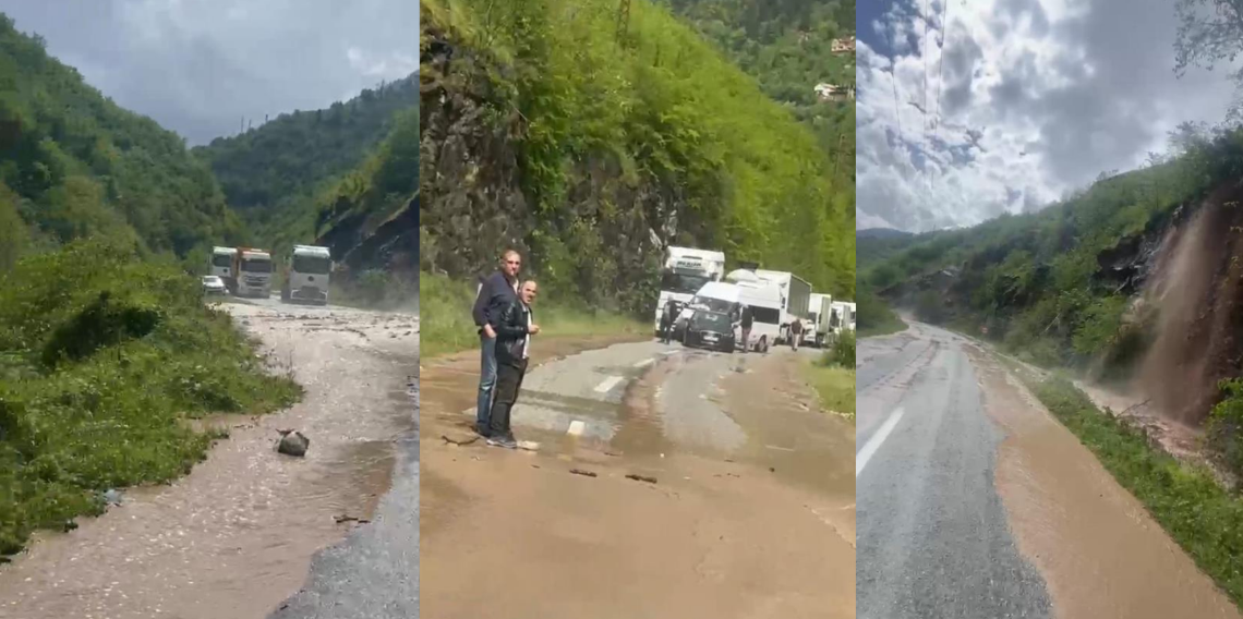 Trabzon-Bayburt Karayolunda  Uzun Araç Kuyrukları Oluştu