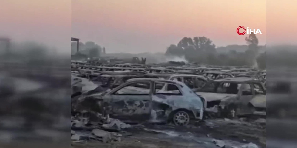 Yunanistan’da gümrük idaresinin otoparkındaki 550 araç yandı