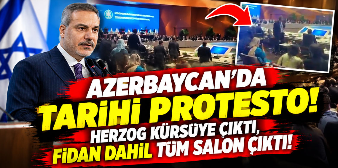 Azerbaycan'da tarihi protesto! Herzog kürsüye çıktı, Fidan dahil tüm salon çıktı