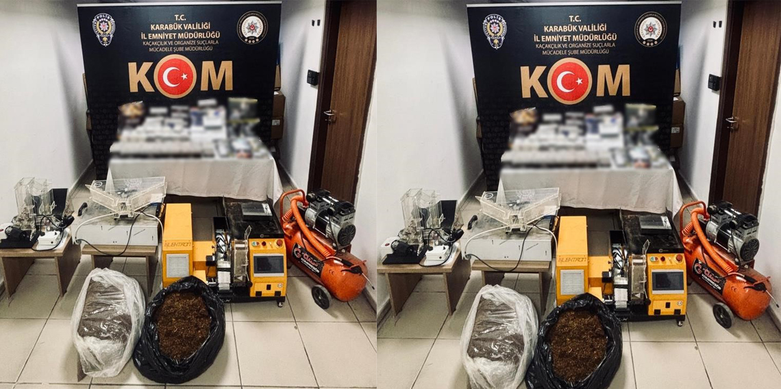 Karabük’te 20 kilogram tütün ile 12 bin 300 adet makaron ele geçirildi