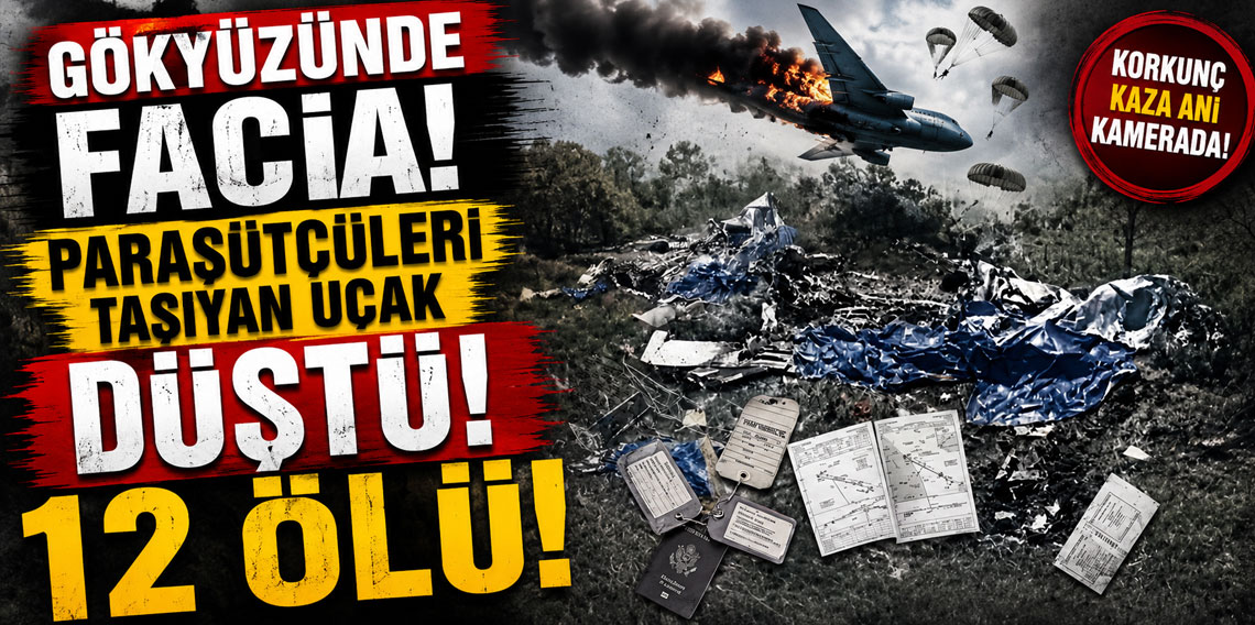 Gökyüzünde facia! Paraşütçüleri taşıyan uçak düştü! 12 ölü var!