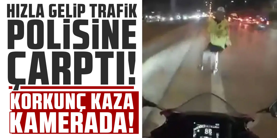 Maltepe'de motosikletin çarptığı trafik polisi yaralandı: Kaza anı kamerada