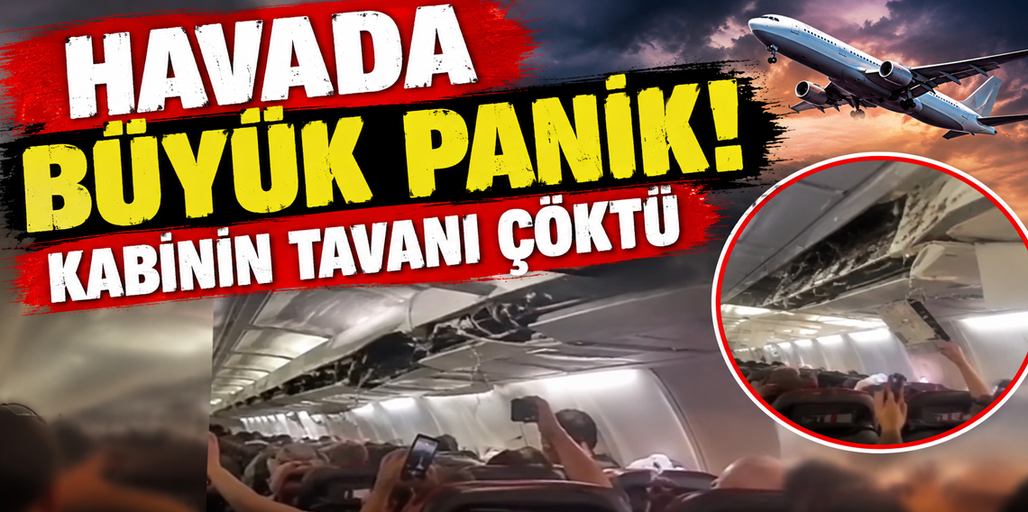 İran’da yolcu uçağında korku dolu anlar: Kabinin tavanı çöktü