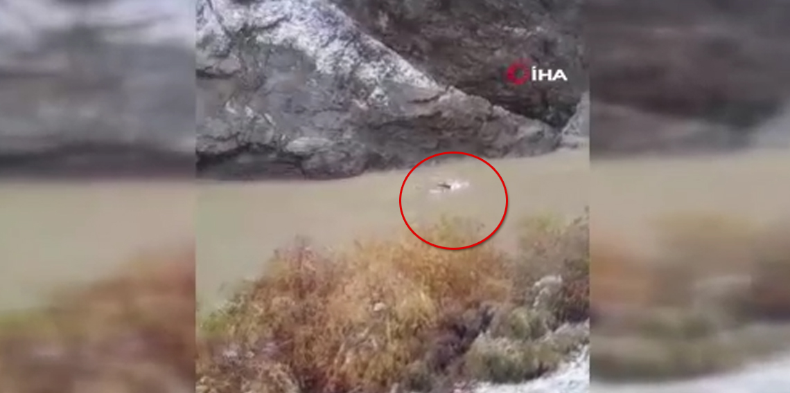 Kayadan kaçan araç Zap Suyu’na düştü