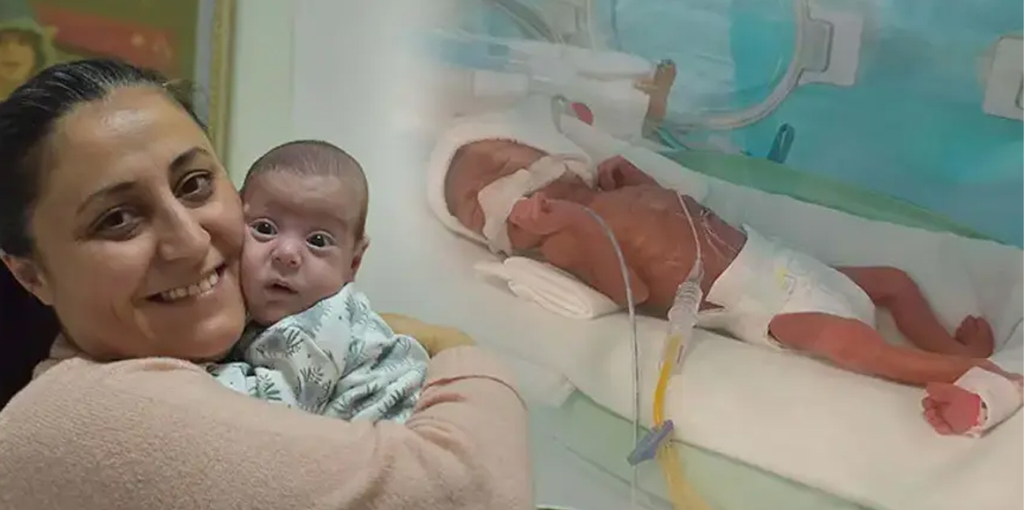 540 gram doğan Efe bebek annesine kavuştu
