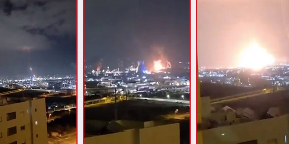 Hayfa'da petrol rafinerisi faaliyetlerini durdurdu! İşte rafineriyi enkaza çeviren o saldırı anı