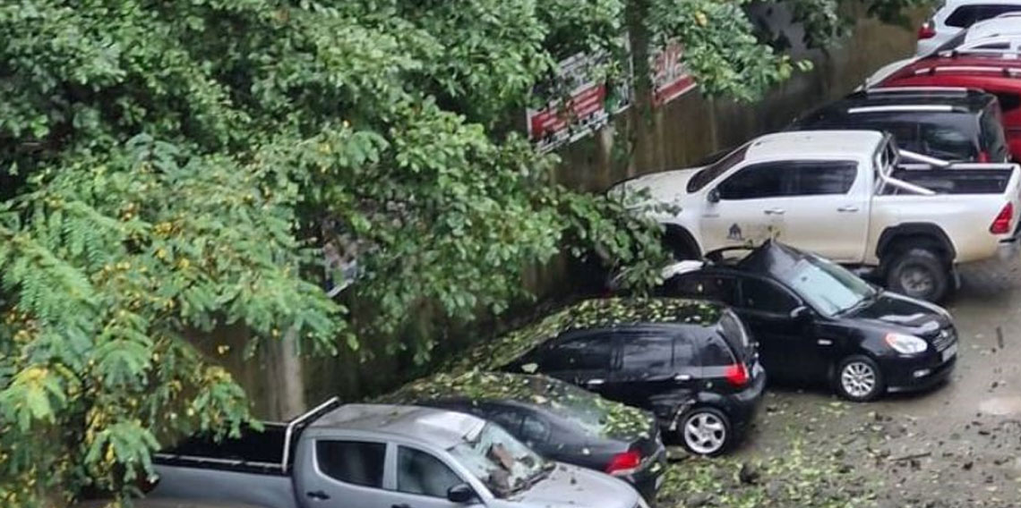 Artvin'de kopan kayalar park halindeki 7 araca hasar verdi