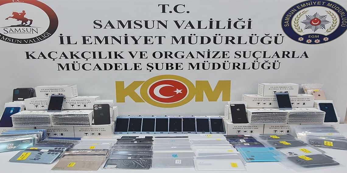 Samsun'da 572 gümrük kaçağı telefon parçası ele geçirildi