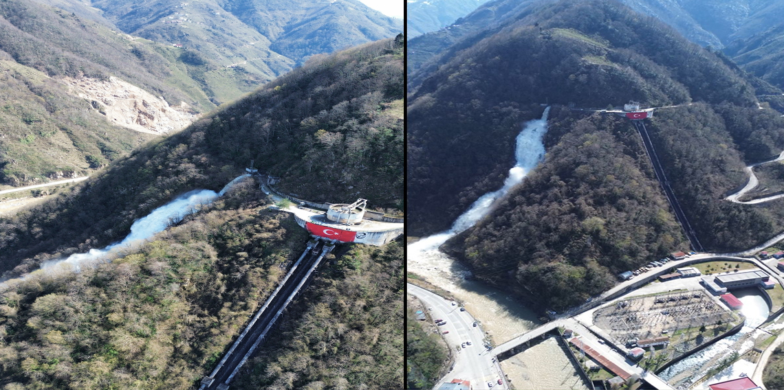 Giresun’da HES tahliyesiyle oluşan yapay şelale görsel şölen sunuyor