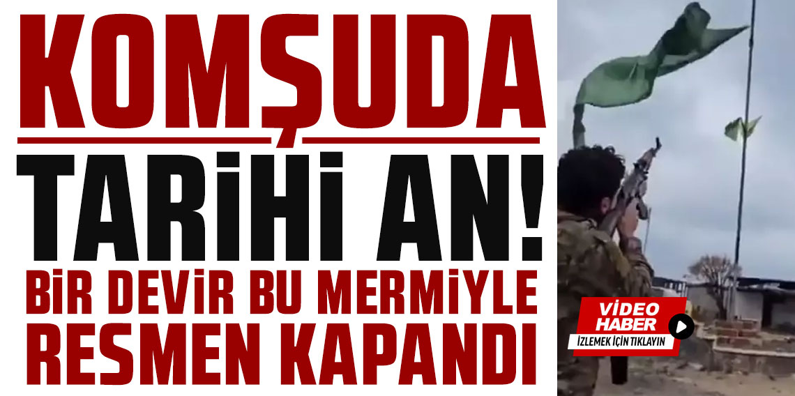 Komşuda tarihi an! Terör örgütünün sözde bayrağını silahla vurarak düşürdü