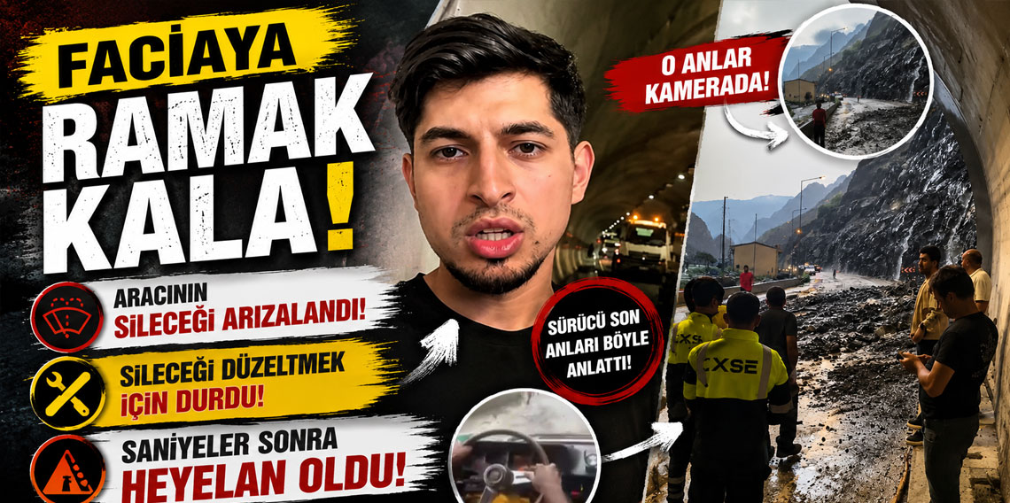 Aracının sileceği arızalandı, sileceği düzeltmek için durdu, saniyeler sonra heyelan oldu