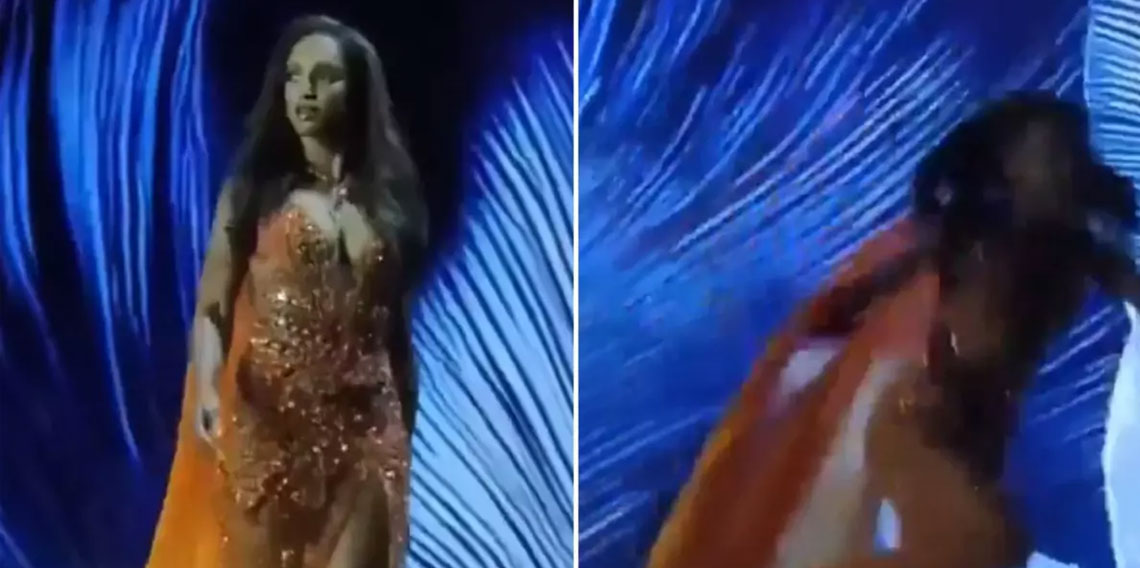 Kainat Güzeli Yarışması'nda Jamaikalı güzel sahneden düştü