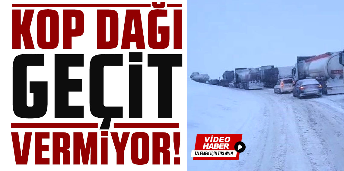Kop Dağı Geçidi’nde tipi nedeniyle araçlar yolda kaldı
