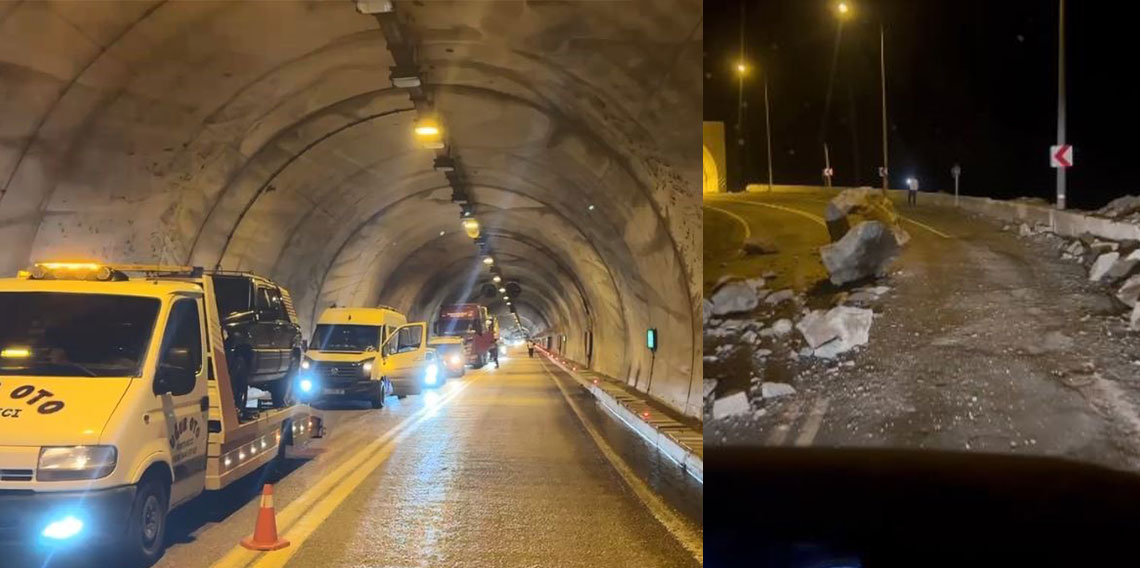  Artvin'de tünel girişinde heyelan: Yol trafiğe kapandı